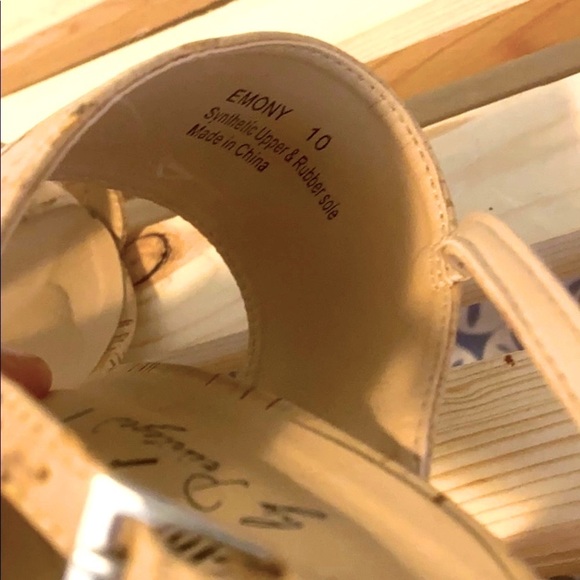 Women’s Lemon Drop by Privileged Faux Cork Slingback Square Toe Wedges Heels - Picture 4 of 7